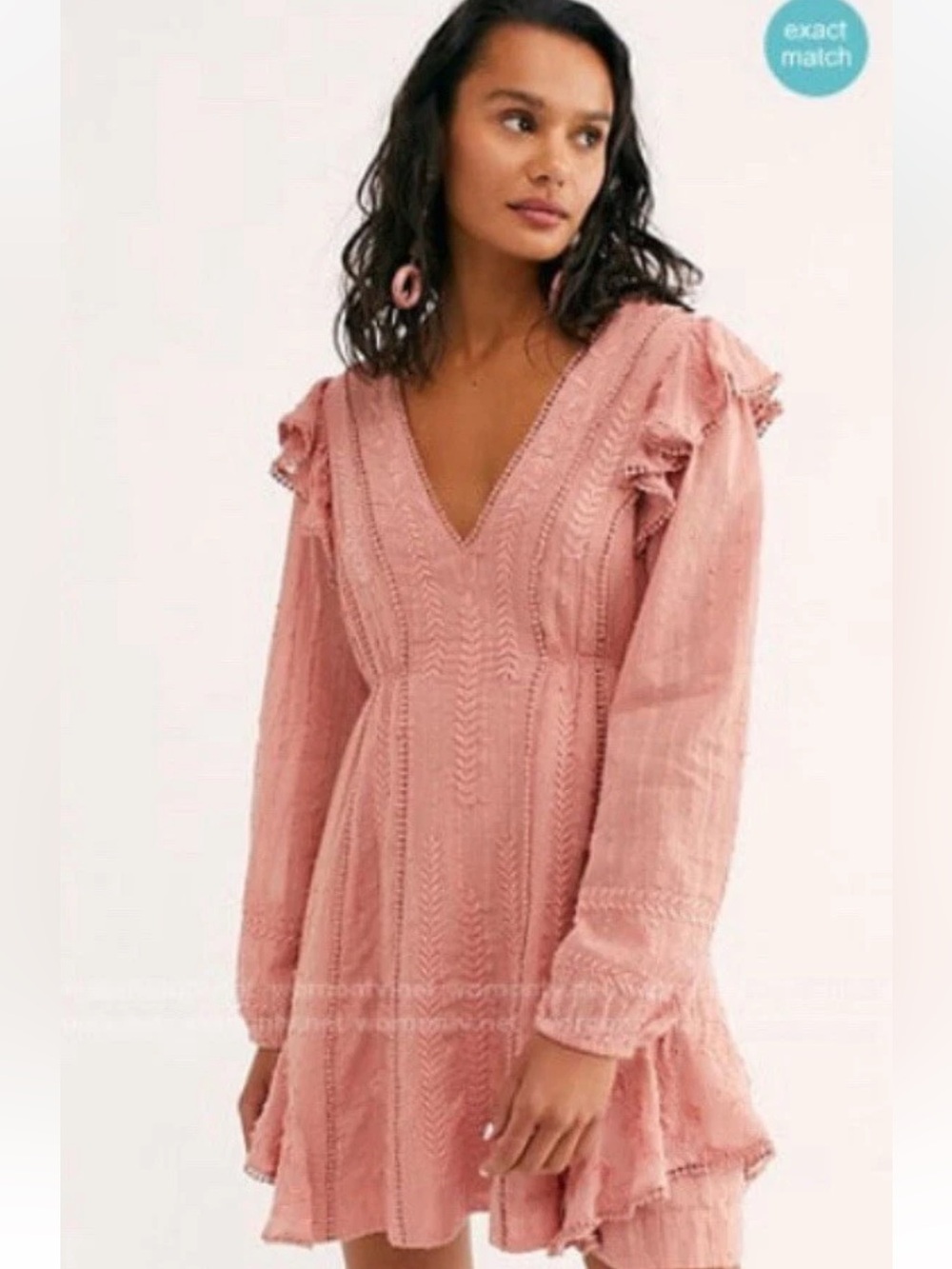 Free People Isabella Mini Dress coral peach Womens Babydoll Boho 12